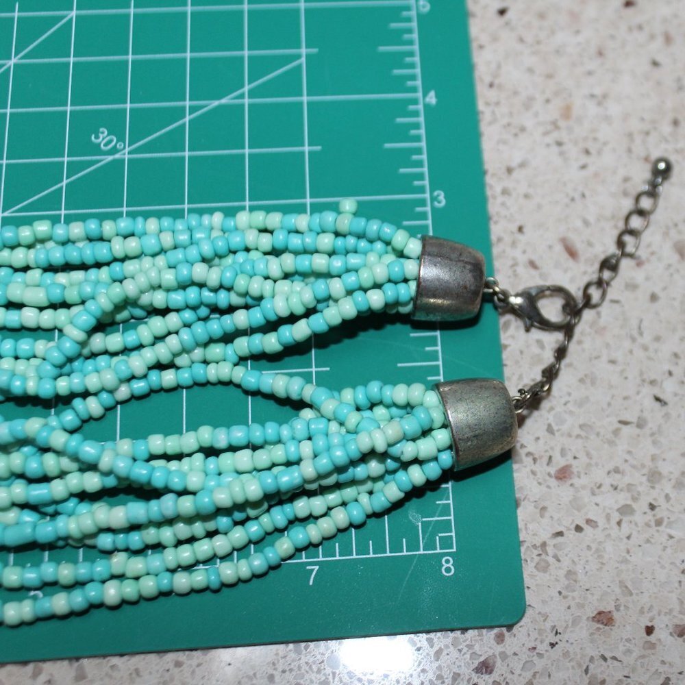 Beautiful Turquoise & Orange Large Cross on Leather Tied to Multi Bead Necklace - Picture 9 of 11